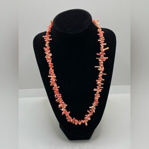 Vintage Angel Skin Natural Coral Beaded Necklace Choker 18"